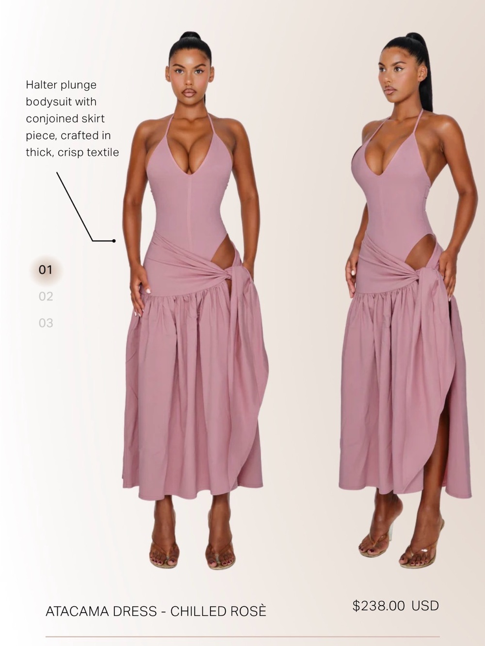 Dress - Chilled Rosé Halter Plunge Dress